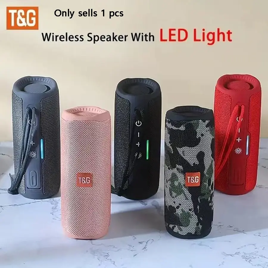 Portable Wireless Subwoofer Radio FM Bluetooth Speaker, Party Portable Speaker, 10W Waterproof Sound Box Music PC Woofer Outdoor Bass TWS Stereo, card slot, USB, AUX wired, Gift with Colorful Lights LED Lamp, Rechargeable Speaker