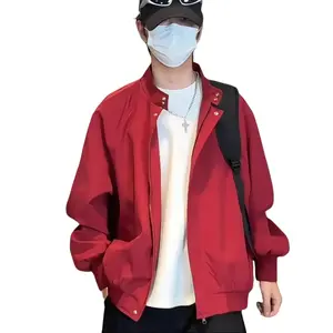 Red Stand-Up Collar Harrington Jacket for Men New Autumn Winter Urban Functional Windbreaker American Style Trendy Baseball Jacket Menswear Coats