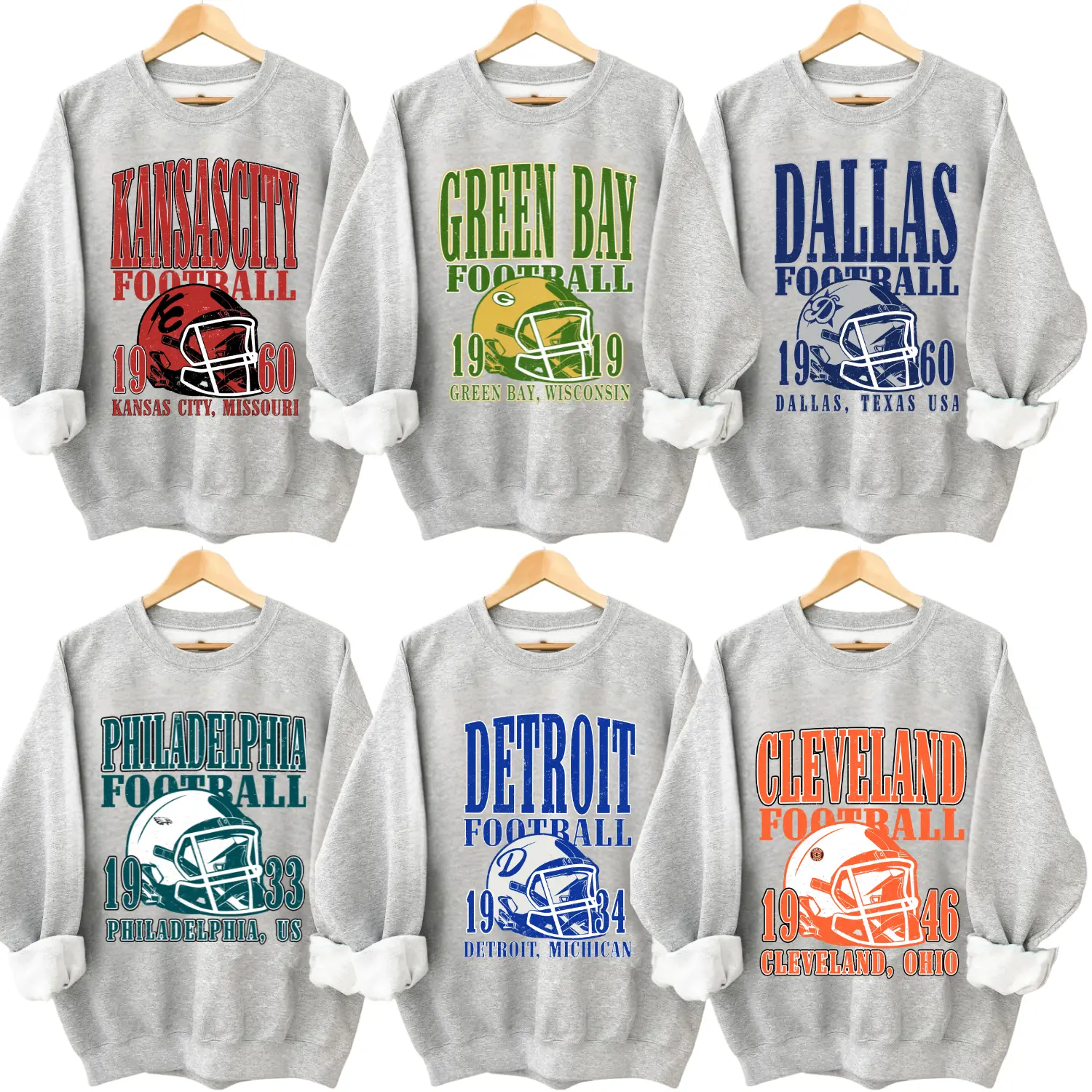 Vintage All Teams Football Sweatshirt Ash Grey Crewneck for Men Women, Retro 90s Hometown Football Graphic Pullover, Classic Game Day Sports Fan Apparel, Football Fan Gift