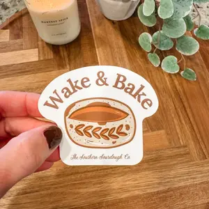 "Wake & Bake" Waterproof Vinyl Sticker to Decorate Water Bottles, Laptops & Tablets and More!