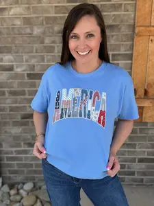 *PREORDER!* Blue America Patchwork Graphic Tee