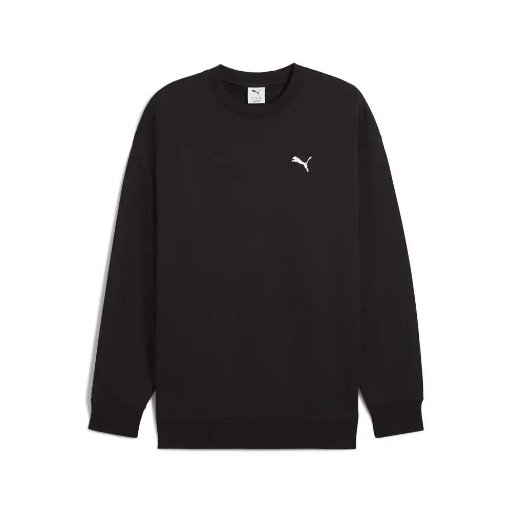 PUMA Mens Wardrobe Essentials Relaxed Crew Neck Sweatshirt Casual - Black