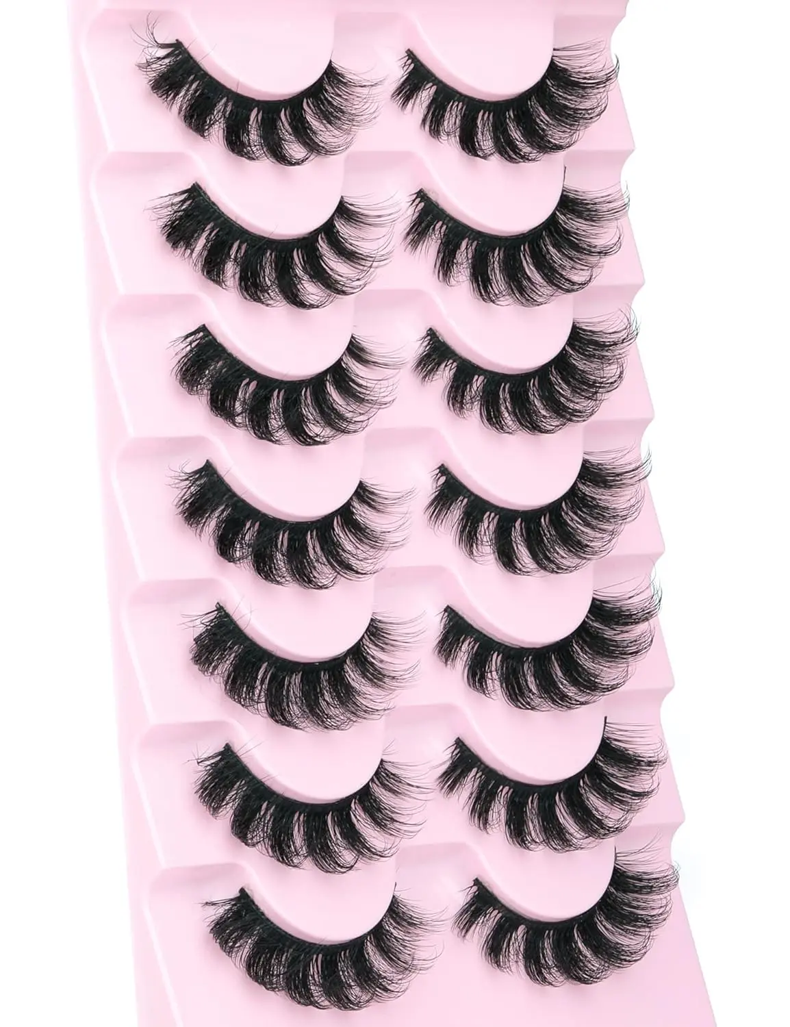 Natural Look 3D False Eyelashes D Curl Russian  7 Pairs Short Fake Eyelash