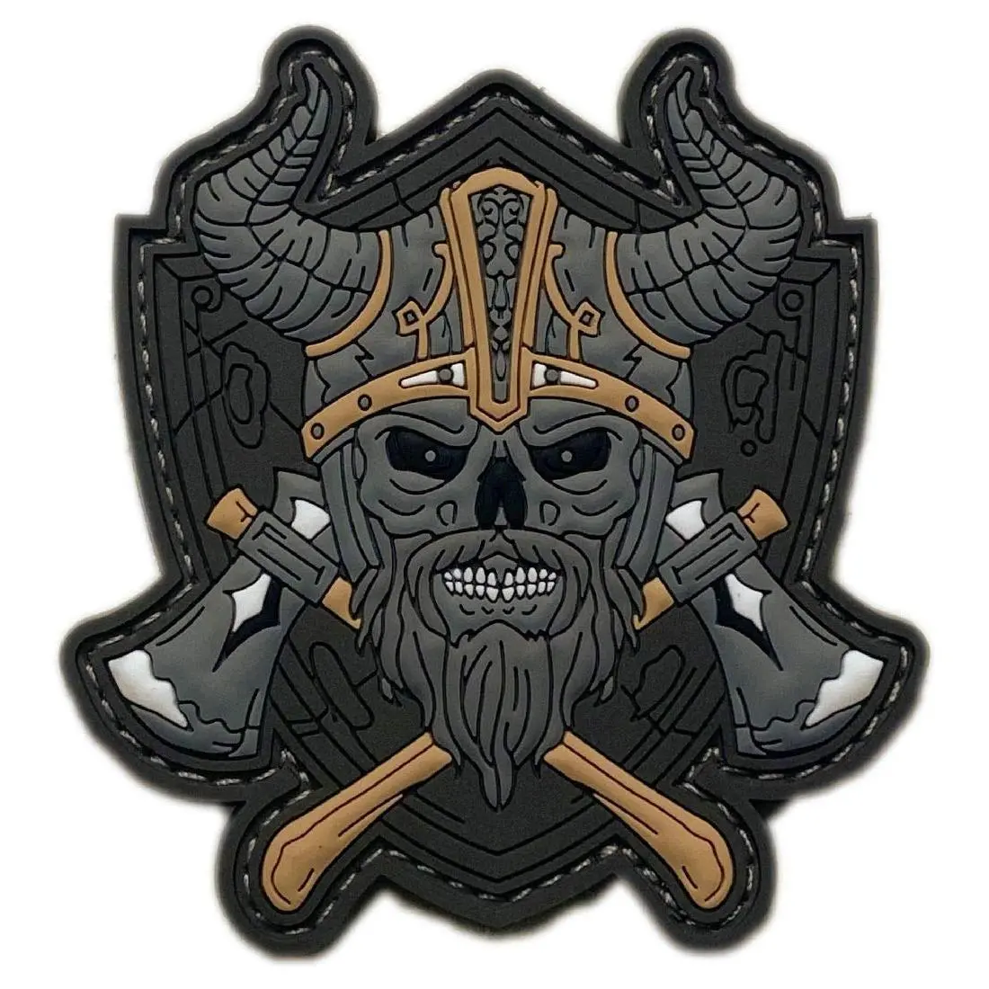 Viking Skull AXE Tactical Patch [3D-PVC Rubber - Hook Fastener - VS5]