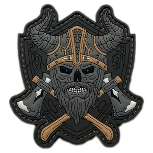 Viking Skull AXE Tactical Patch [3D-PVC Rubber - Hook Fastener - VS5]