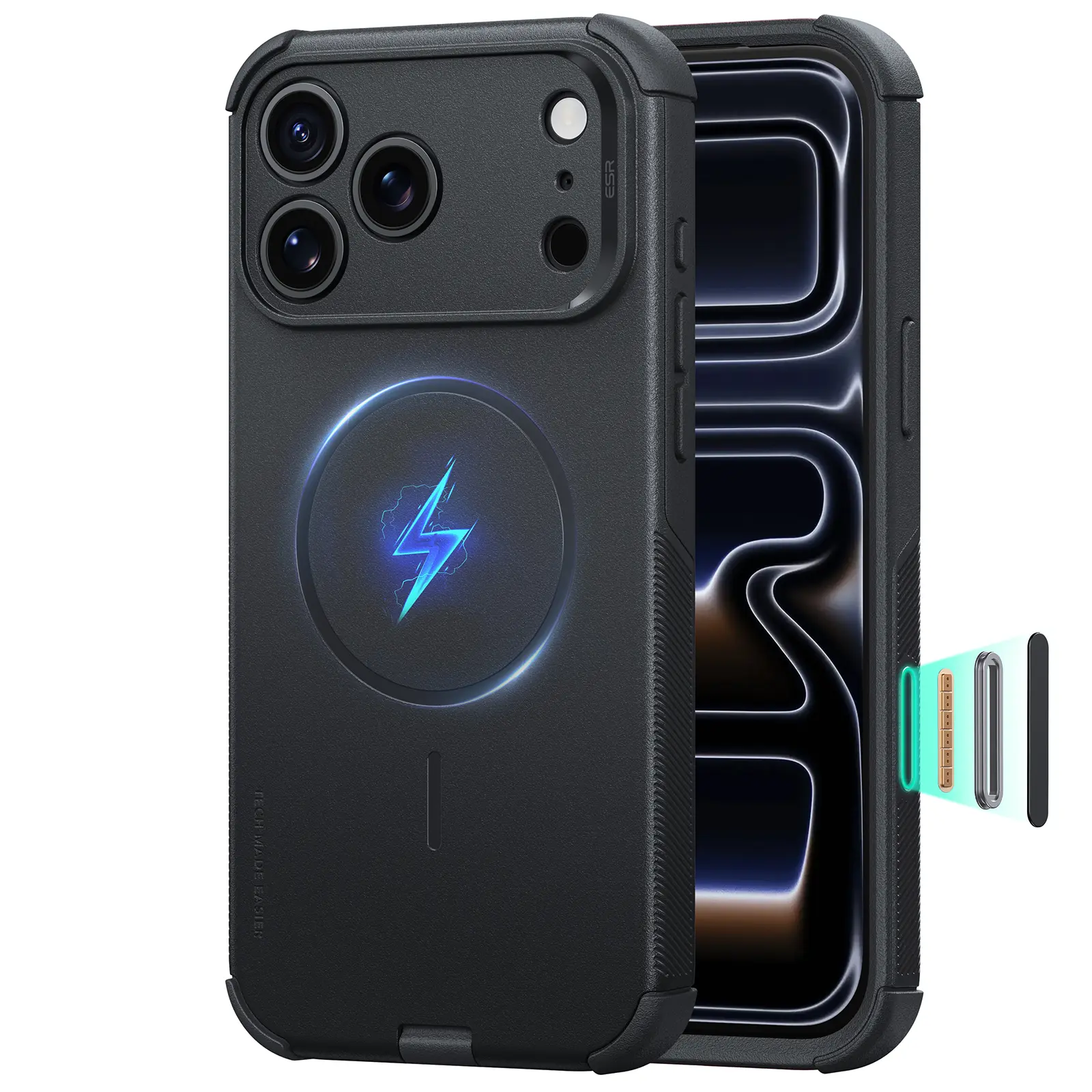 ESR Shockproof Phone Cover for iPhone 18/17 Pro Max/Pro, Cyber Tough Magnetic Smartphone Casing with Camera Control, 23-Foot Military-Grade Drop Protection, MagSafe-Compatible Handheld Accessory