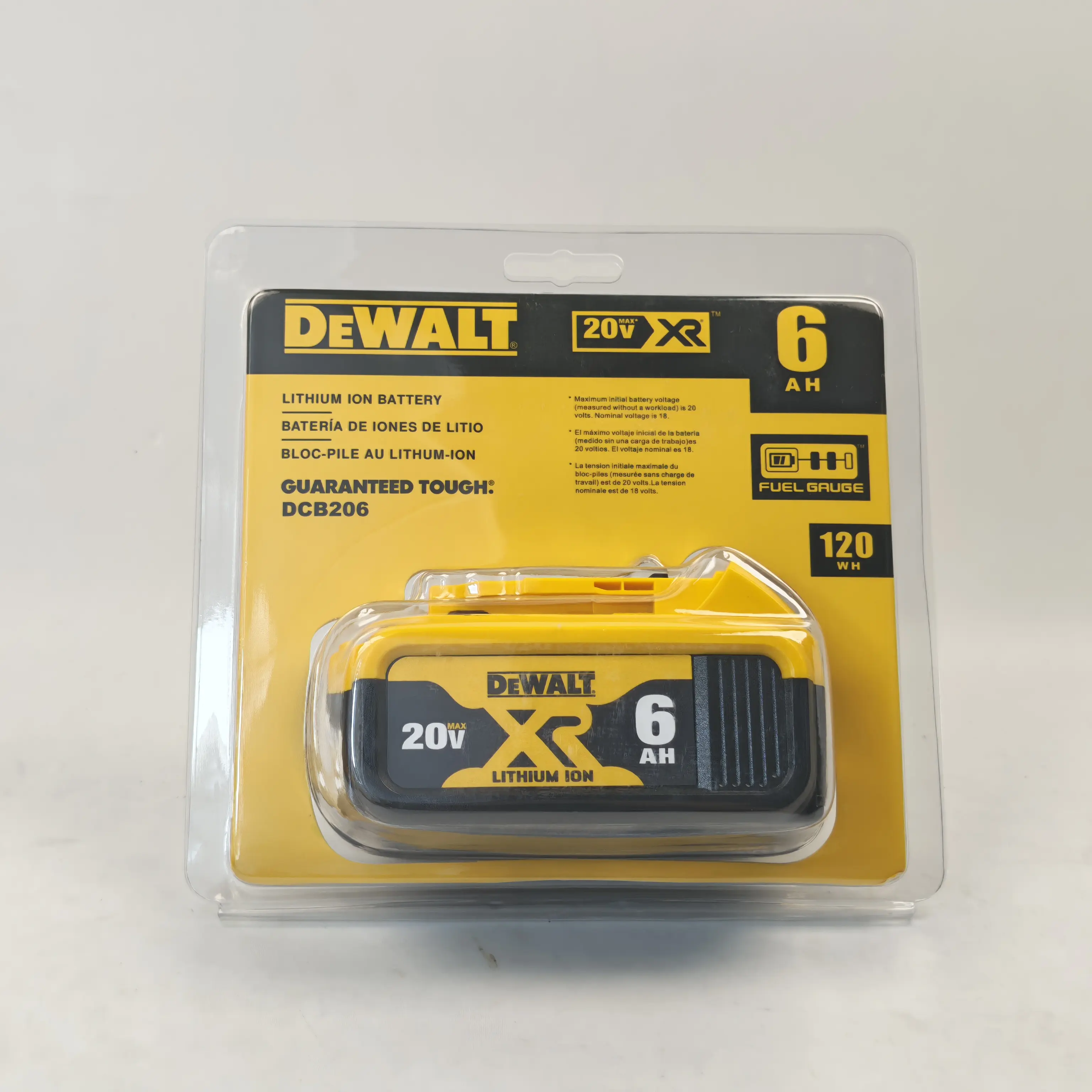 DEWALT DCB206 New upgrade, new packaging 20V MAX XR 6.0Ah Lithium Ion Battery | Single Pack / 2 Pack Combo for All Dewalt 20V Power Tools long runtime