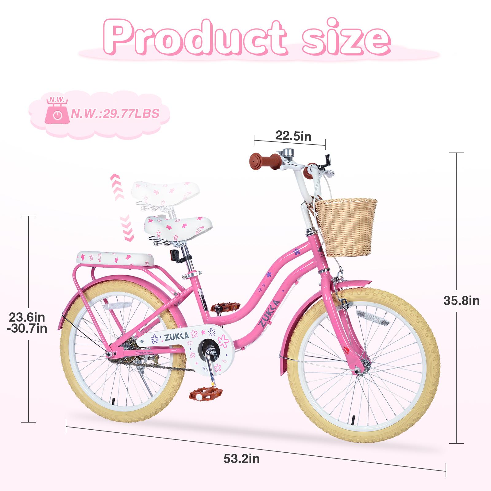20" Kids Bike for Ages 7-10 with Adjustable Seat & Height，Multiple Colors outdoor bike with Durable Steel Frame + Front Caliper & Rear Band Brakes for Safe Stopping | Chain Guard,Waterproof Woven Basket | Comfortable Saddle,ideal for Outdoor Riding