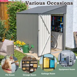 10x12 Ft Outdoor Storage Shed, Extra Large Metal Shed with Lockable Doors, Outside Steel Tiny House Ideal for Garden, Backyard, Patio Utility, Tool Storage, robust aoxun dry sauna hinge bicycle Storage Shed with Window Blue utility garden dark grey triple