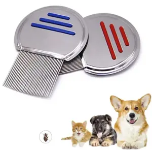 TIKA 2-Pack Flea & Lice Comb for Dogs and Cats, Stainless Steel Pet Grooming and Tear Stain Remover