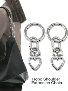 2pcs Bag strap extension chain, metal wallet chain, shoulder bag strap extension chain with spring buckle. Spring-pressing design for replacing bag straps (silver/gold). Suitable for women’s outings, attending parties, gatherings, and travel.