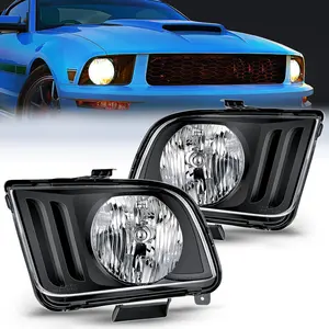 Nilight Headlight Assembly Compatible with 2005 2006 2007 2008 2009 Ford Mustang Headlamps Replacement Black Housing Clear Reflector Upgraded clear Lens Driver and Passenger Side