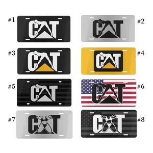 C.4.T Worker License Plate - Pinup Girl Flag Style - Yellow Black Collection - Aluminum Car Tag - Construction Fan 12x6