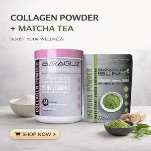 Baraguz Premium Collagen Peptides + Organic Matcha Green Tea Combo – Skin, Hair, Joint Health & Natural Energy Boost