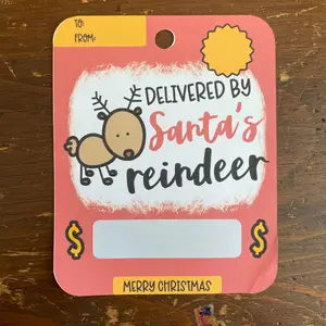 Delivered by Santa’s Reindeer- Christmas Money Card | Stocking Stuffer | Gift Card Holder | Cash Card