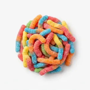 TwistedTreatz Sour Neon Gummi Worms Sour Bites Mini Wax candy