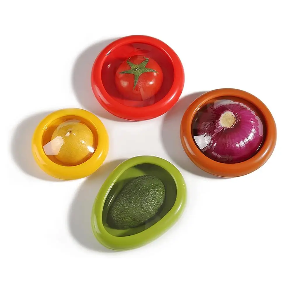 4pcs Food Fresh Stretch Pod for Avocado Onion Lemon Tomato, Reusable Avocado Stretch Preserve Storage Container, Food Saver for Fruit & Vegetable