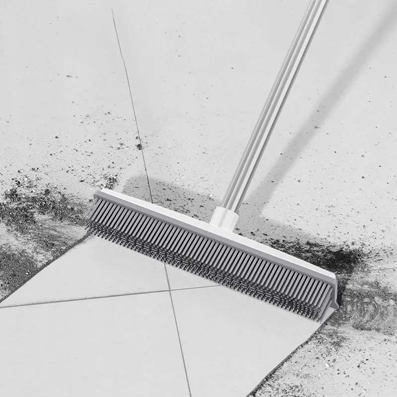 Adjustable Extendable Silicone Broom Cleaning for Pet Hair Removal, Soft Silicone Brush Head, Suitable for Hardwood Floors, Carpets, Windows, Scratch-Proof