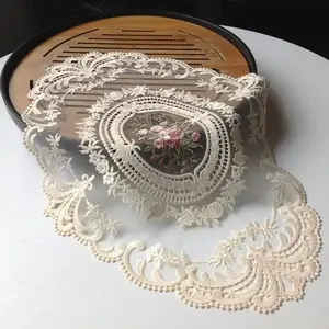 European Style Oval Lace Embroidered Coaster, Bedroom Study Kitchen Home Table Mat, Food Fruit Tray Cover Cloth, Christmas Decoration