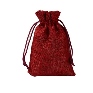 Mini Drawstring Linen Jewelry Bag – Small Gift Pouch, Eco-Friendly Cloth Packaging Bag for Wedding & Favors