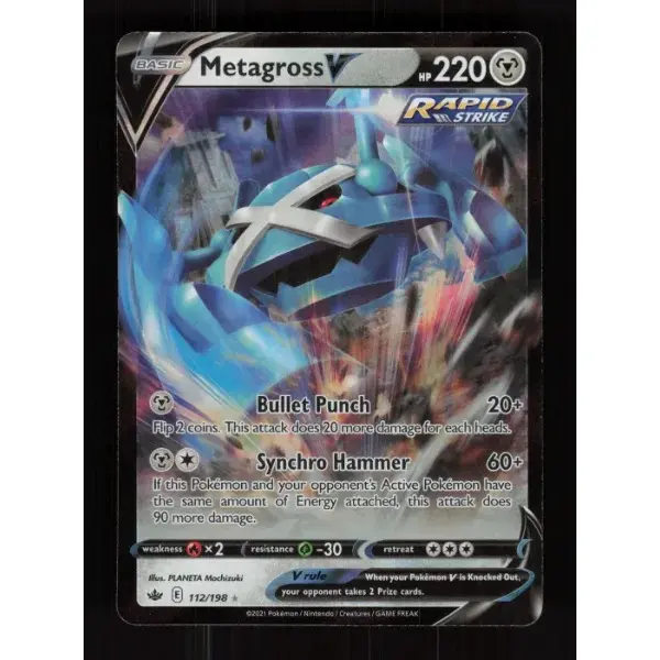 Authentic Pokémon TCG Single Card - Metagross V, Chilling Reign V Rare 112/198, NM Condition, English Language