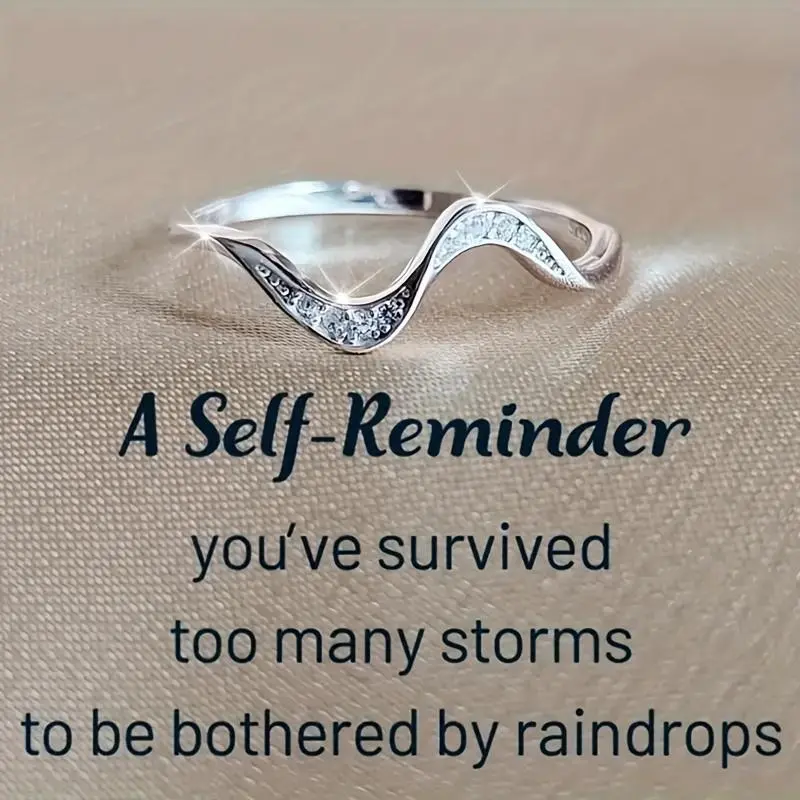 Simple Wave-Style Alloy Circular Ring - Casual Style Hidden Message Pave Ring, Everyday Wear Accessory, Ideal Gifting for Birthdays, Thanksgiving, Hidden Message Rings, Pave Rings