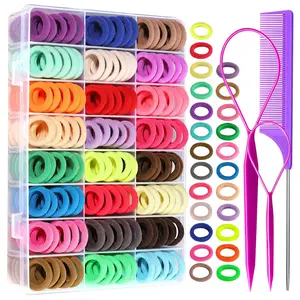 280 count Cotton 24 Colors Hair Ties Set with Organizer Box - Seamless Soft Mini Elastics Ponytail Holders and Hair Accessories for , Girls,