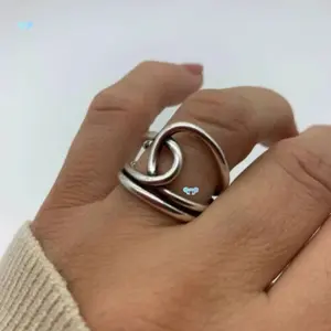 Women'S Heavy Metal Retro Hip-Hop Stackable Ring - Golden-Plated Interlocking Design, Minimalist Statement Jewelry for Wear & Valentine'S Gift, Durable All-Season Versatile Stackable for Bestie Birthday/Anniversary Present (Bohemian & Mod