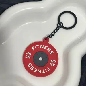 Gym Gifts Barbell Keychain, Silicone Weightlifting Weight Plate Keychain Workout Fitness Gift for Gym Lovers