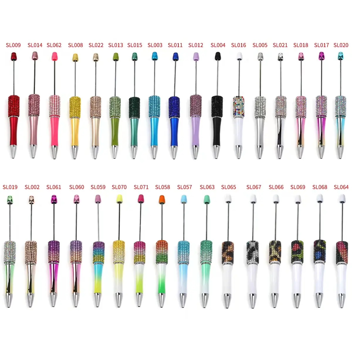 【P2】 (Pen has GAP on wrap) Qty 5 Standard Rhinestone Pens for DIY Assorted Beadable Pens