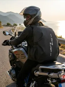 New Motorcycle Riding Backpack, Waterproof Oxford Fabric, Large Capacity Helmet Bag, Unisex, Dual Zipper, Outdoor Travel, Commute, Laptop