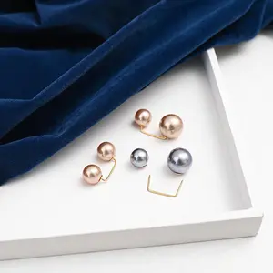 3Pcs/Set Double Pearl Brooch Pins Anti-fade Exquisite Elegant Brooches for Women Sweater Cardigan Clip Coat Summer Dress Jewelry