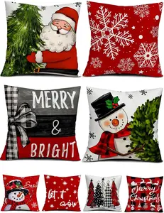 Christmas Decorations Set of 4 Double-Sided Print Christmas Pillow Covers 18" x 18", with 8 Cute Patterns, Throw Pillow Covers Perfect for Home Christmas Decor Ornaments Tree
