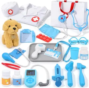 Doctor Kit for Toddlers 3-5 - Play Veterinarian Set Toys for 3 4 Year Old Boys Girls, Pretend Play Medical Kit with Dog, Bag, Costume, Stethoscope, Birthday Gifts
