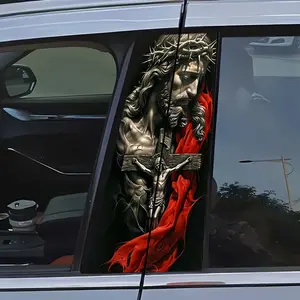 Personalized Car Window Sticker - Jesus Cross Split Pillar Decorative Sticker, Christian Faith Style Car Sticker