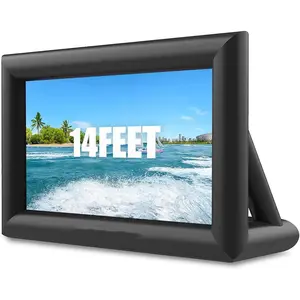 14/24 Ft Inflatable Projector Screen - Blow Up Outdoor Movie Screen, Supports Front and Rear Projection, Includes Quiet Air Blower & Storage Bag