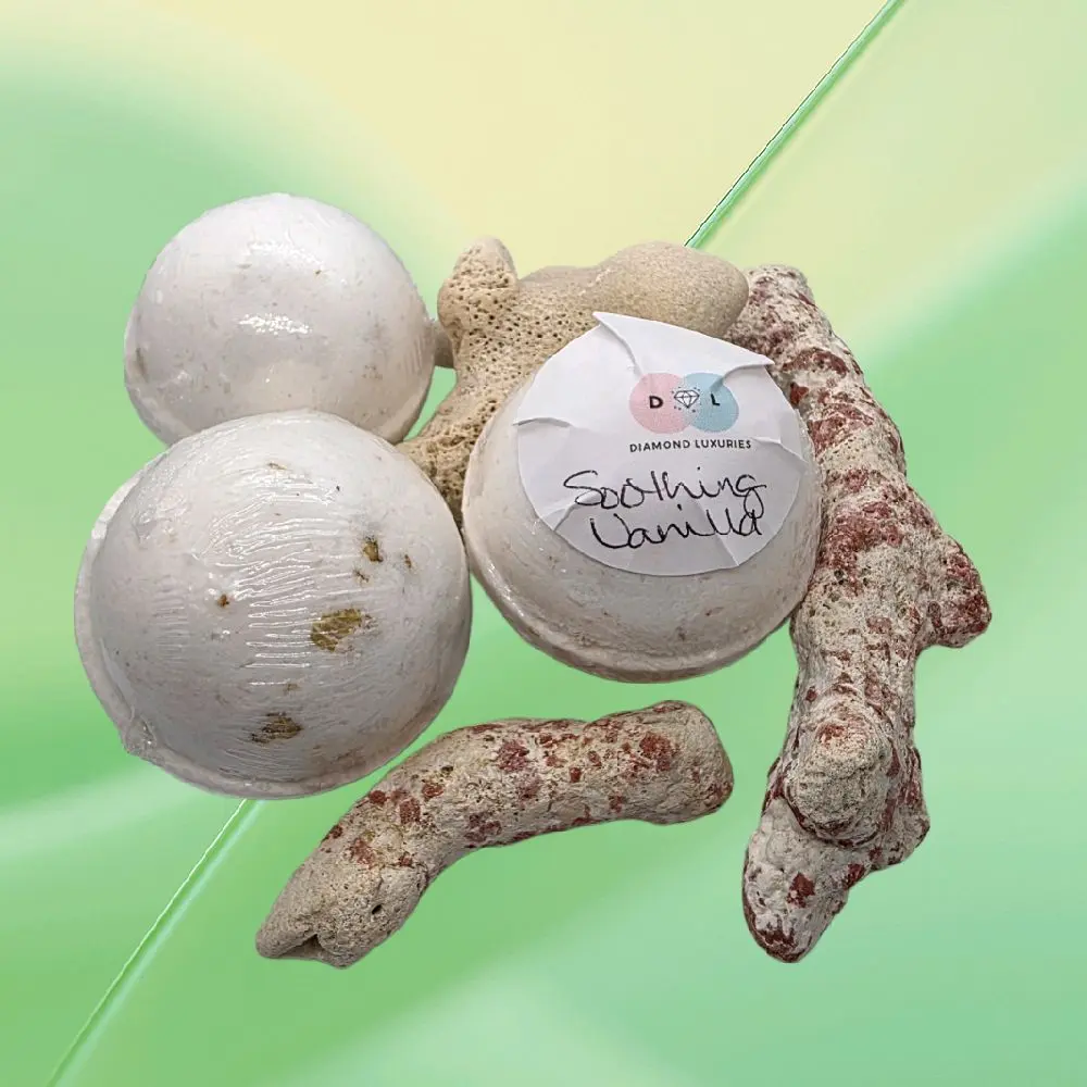 Diamond Luxuries Soothing Vanilla Bath Bomb Handmade Natural Skin Moisturizer with Unique Coral Design