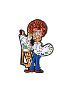 Bob Ross Enamel Pin Artist Badge, Fun Painter Lapel Pin Clip for Backpacks, Fashion Jewelry Gift for Men Women Daily Wear, Jewellery, Fashion Accessory