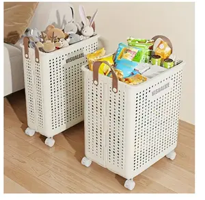 Laundry Basket, Faux Leather Solid Color, Versatile Folding Portable for Bathroom and Balcony Storage,