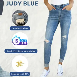Judy Blue Full Size Mid Rise Destroy & Cuff Skinny Jeans