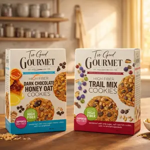 Too Good Gourmet High Fiber Cookies 4-Pack Variety - Honey Oat & Trail Mix Flavors, Wholesome Healthy Snack, Natural Sweet Dessert Gift Box, High Fiber & Natural Sweetness