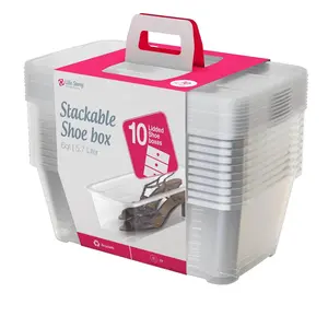 Life Story 6L Shoe and Closet Storage Box Stacking Containers, Clear Organiser Plastic