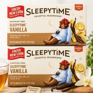 Celestial Seasonings Sleepytime Vanilla Tea Bags Herbal Tea Vanilla Flavor 20 ct Caffeine Free Soothing Bedtime Beverage