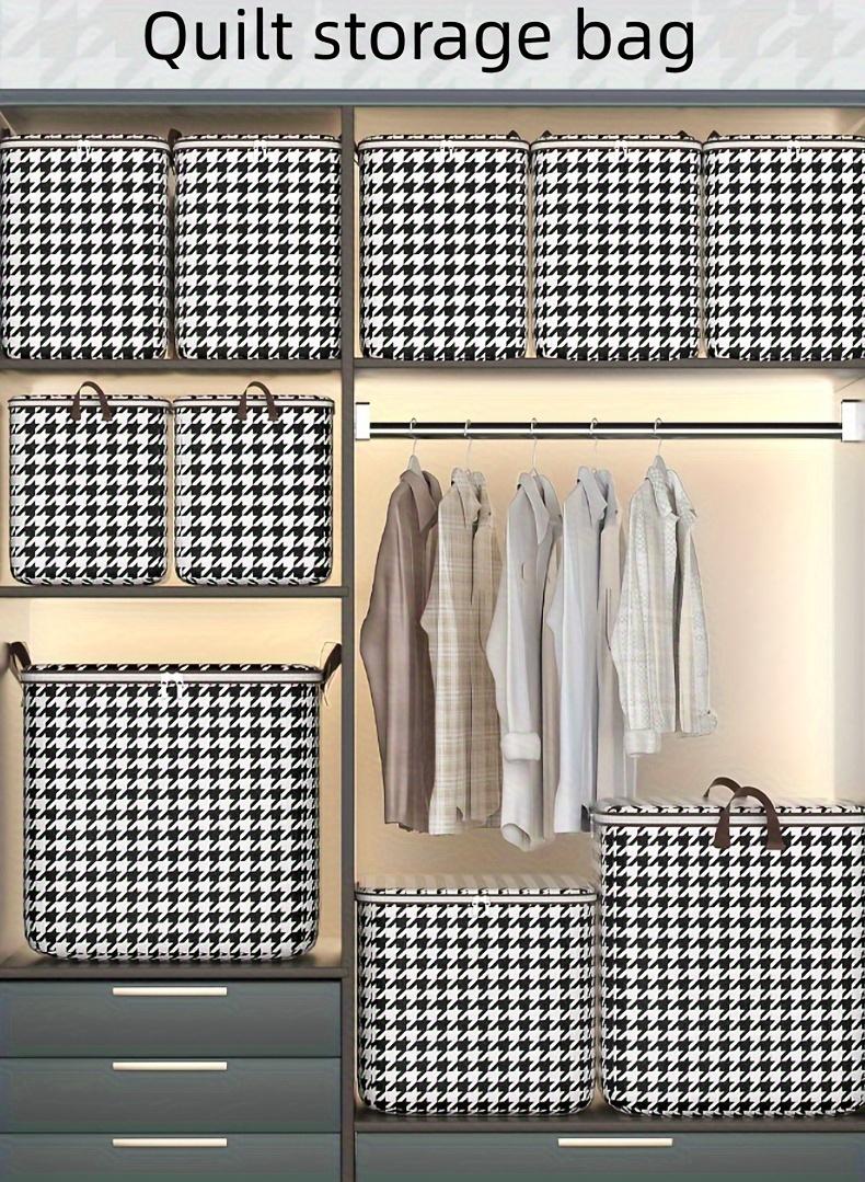 3-Piece Assorted Set, 100L/140L/180L, Stylish Foldable Zippered Storage Bags, Travel Organizer, Large Capacity, Portable, Moisture-Resistant Non-Woven Fabric Solution, Houndstooth Print Collapsible Multifunctional Bins
