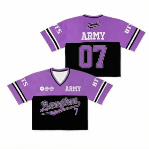 Bangtan-Inspired Personalized Army Crop Top Football Jersey | Custom Name & Number | Multi-Color Options | Perfect Birthday & K-Pop ARMY Fan Gift