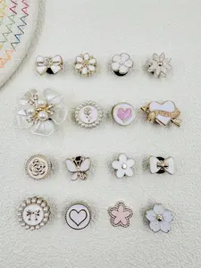 16-Piece Pearl Butterfly Heart Resin Set, Elegant & Cute Design for Casual Shoes & Sandals, Durable Party Gift Idea Decor Footwear