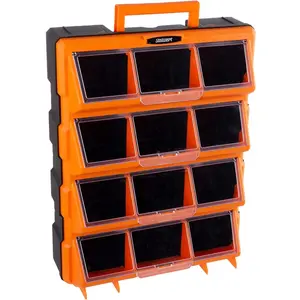 Plastic Storage Drawers 12Bin Screw Organizer Craft Cabinet for Hardware Crafting Supplies or Toys Garage Organization by Black