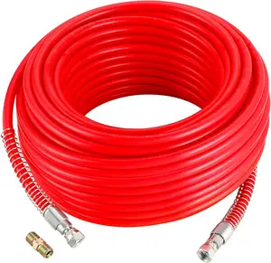 1/4" Airless  Sprayer Hose 100FT Red, 3300 PSI High  Flexible Fiber Tube, Universal Airless Sprayer Hose (100FT, Red)