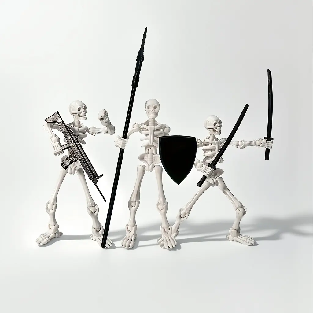 3-Piece Skeleton Model Set, Full Joint-Movable Skull Dolls, Complete Expansion Armament Pack, Ideal Gift for Game Collectors, Action Figures, Poseable Collectible, Figurines for Collectors