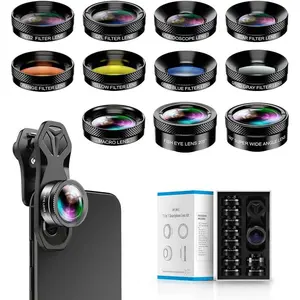 11 in 1 Phone Camera Lens Kit - Wide Angle Lens & Macro Lens+Fisheye Lens/ND32/kaleidoscope/CPL/Color Lens Compatible with    and  of Smartphone